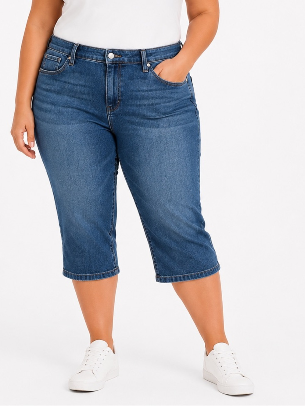 Chicos Womens Dark Blue Cropped Stretch Denim Capri Jeans Mid Rise
